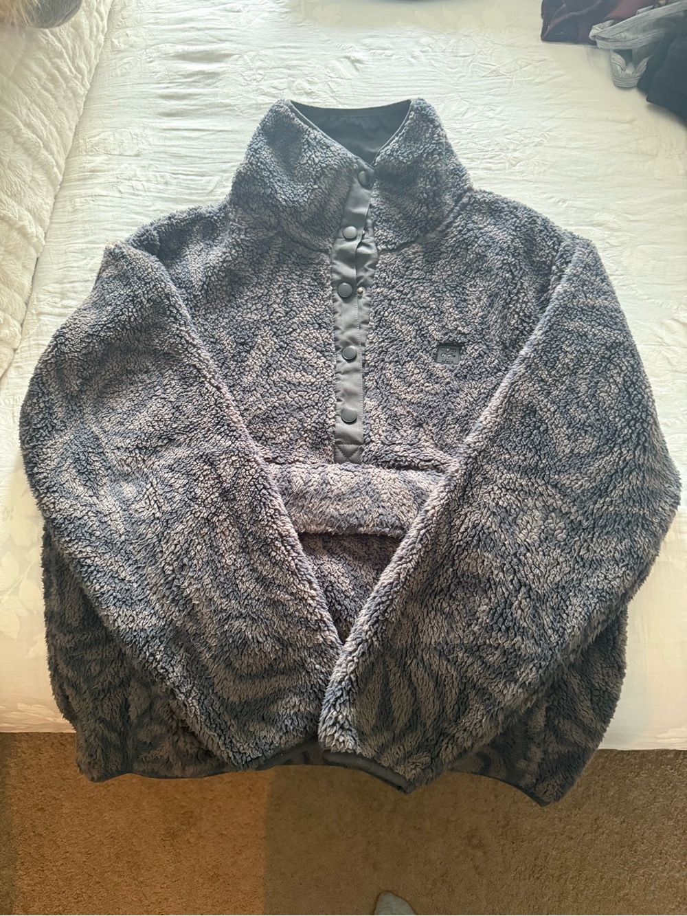 Billabong Gray Sherpa Snap-Front Jacket